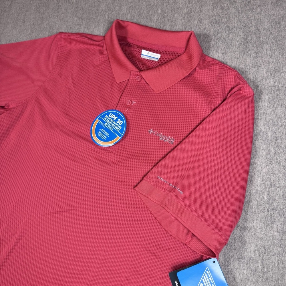COLUMBIA PFG Omni-Shade Mens XXL Fishing Golf Polo Shirt